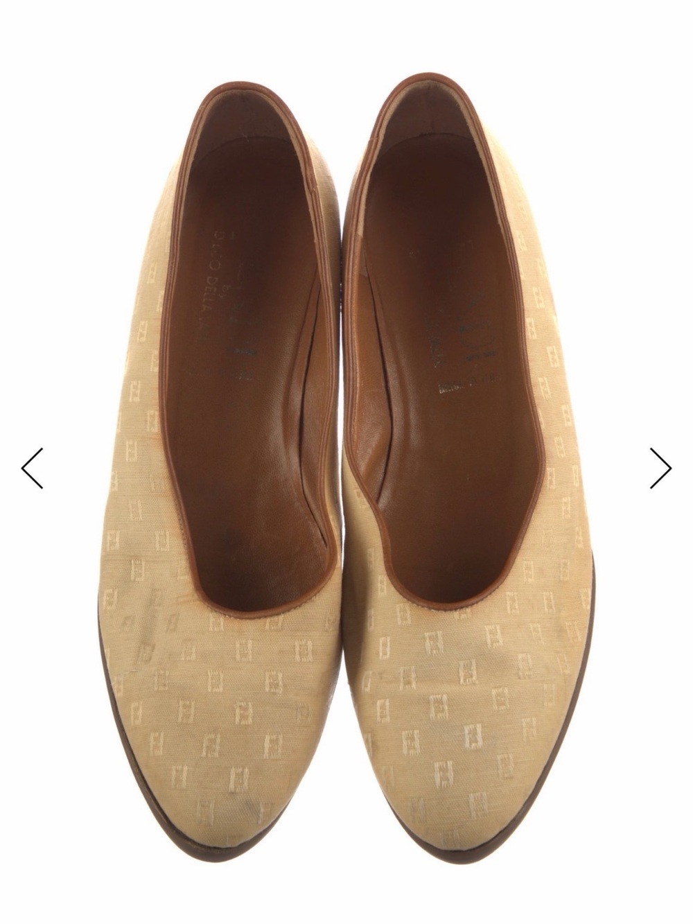 Fendi Tan Monogram Slip-On Flats